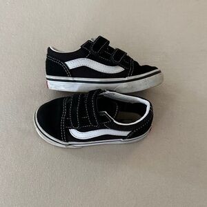 Vans Kids Black and White Velcro Sneakers